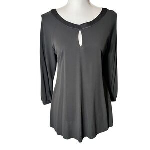 Graham & Spencer‎ Black Keyhole Cutout Open Back Blouse Silk Trim Size Medium M